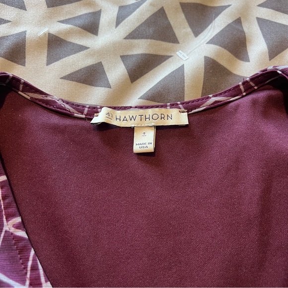 41 Hawthorn Purple Geometric Printed 3/4 Sleeve V‎ Neck Faux Wrap Dress Size S - Picture 3 of 12